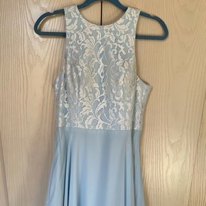 Full length light blue gown